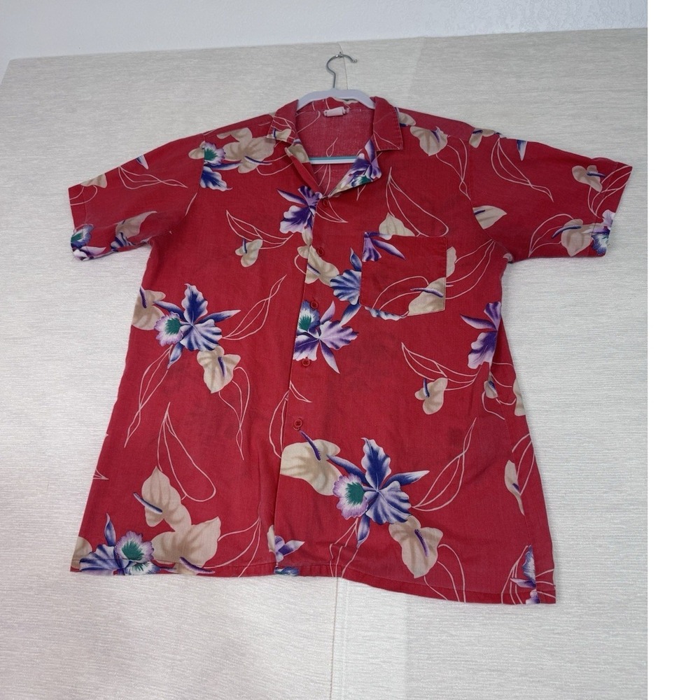 Designer Collection Hawaiian Floral Cotton Woven Button-Up Shirt Men's 15-15 1/2